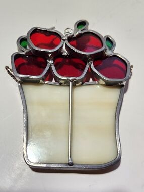 Red Apple Stained Glass Hanging Art - Unbranded